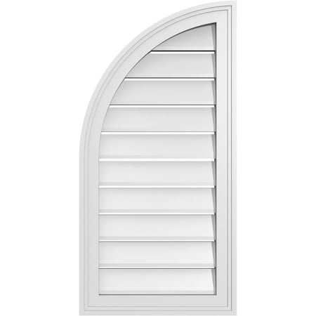 Ekena Millwork Quarter Round Top Left Surface Mount PVC Gable Vent w/ 2"W x 1-1/2"P Brickmould Frame, 16"W x 32"H GVPQL16X3202SF
